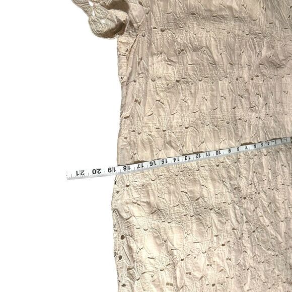 Retro Garnet Hill Floral Eyelet 100% Organic Cotton Ivory Knee Length Dress (10) - Picture 7 of 7